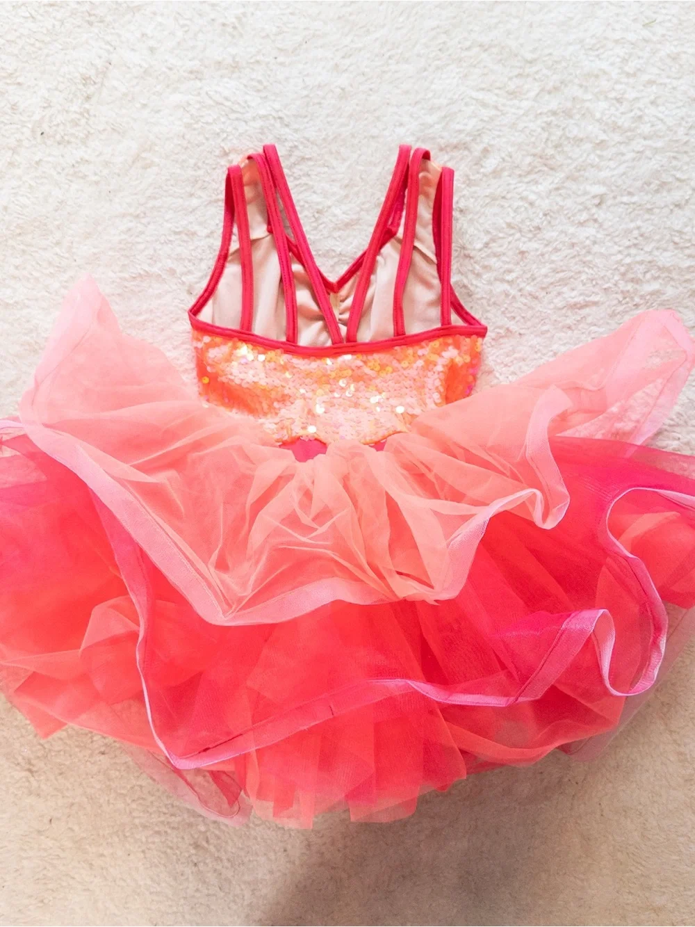 Weissman Hot Pink Sequin Dance Costume Tutu Dress Child Size IC